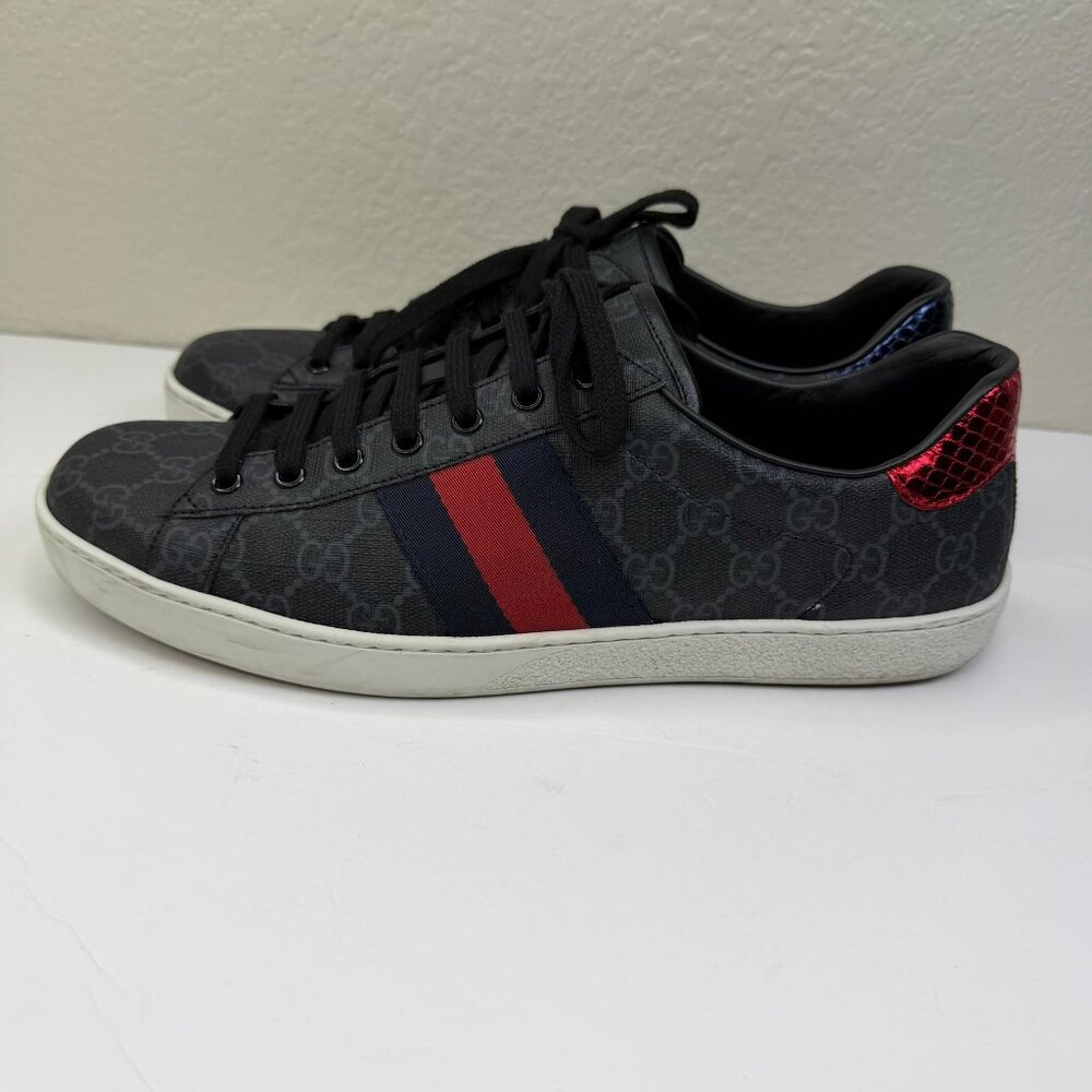 Mens Gucci Ace GG Supreme Sneakers Black/Grey U.S. Size 10 - Picture 6 of 12